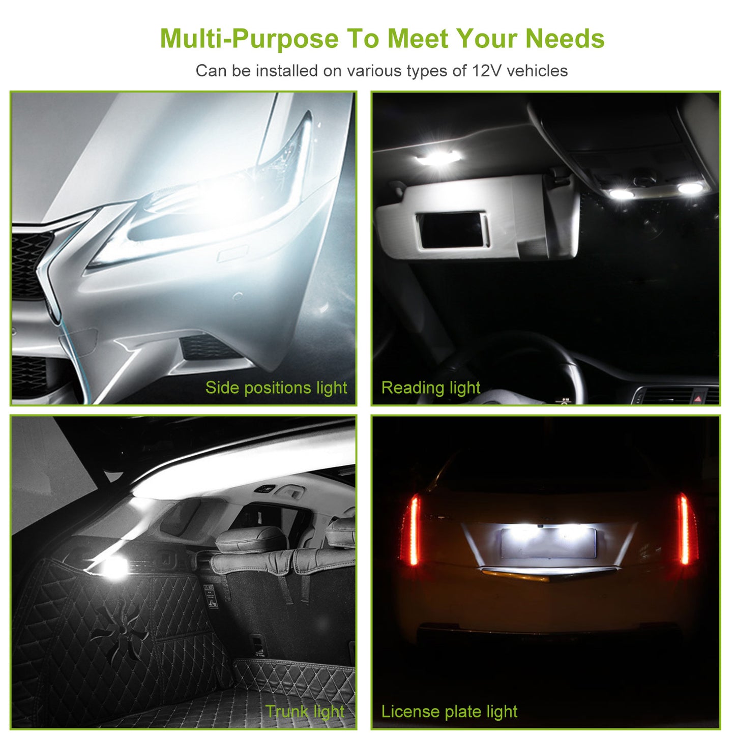 10PCS T10 LED Bulbs 194 LED Lights 12V 1W 5730 Xenon White Wedge Base LED Replacement Bulbs For License Plate Parking Position Interior Lights