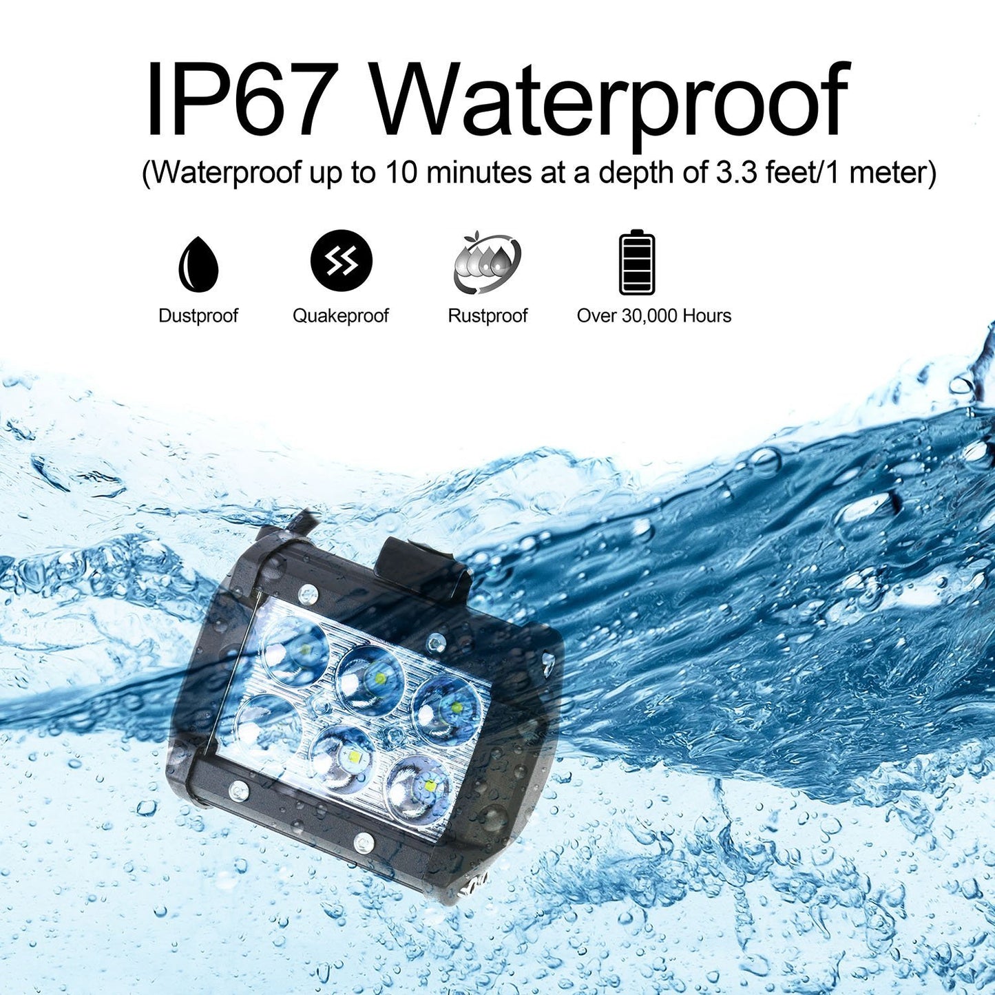 4 PCS 4in 18W Driving Lamp Dual Row LED Waterproof Spot Light Pod Cube Light