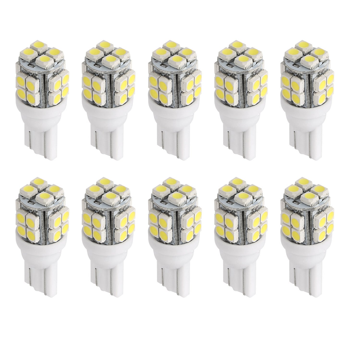 10Pcs 12V T10 LED Light Bulb Wedge Base Interior Dome Map LED Lights License Plate Trunk Side Positioning Lights 6000K White