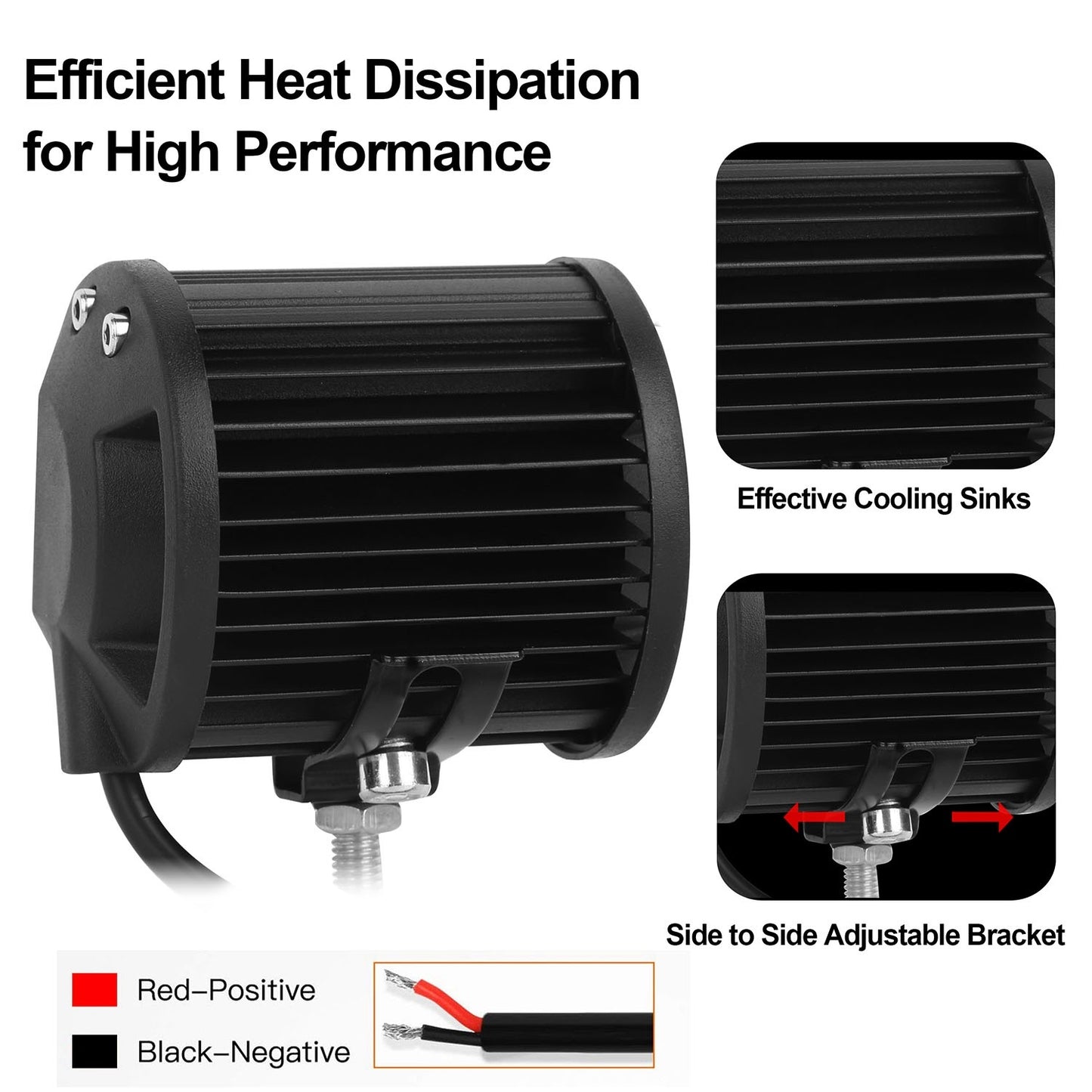 4 PCS 4in 18W Driving Lamp Dual Row LED Waterproof Spot Light Pod Cube Light