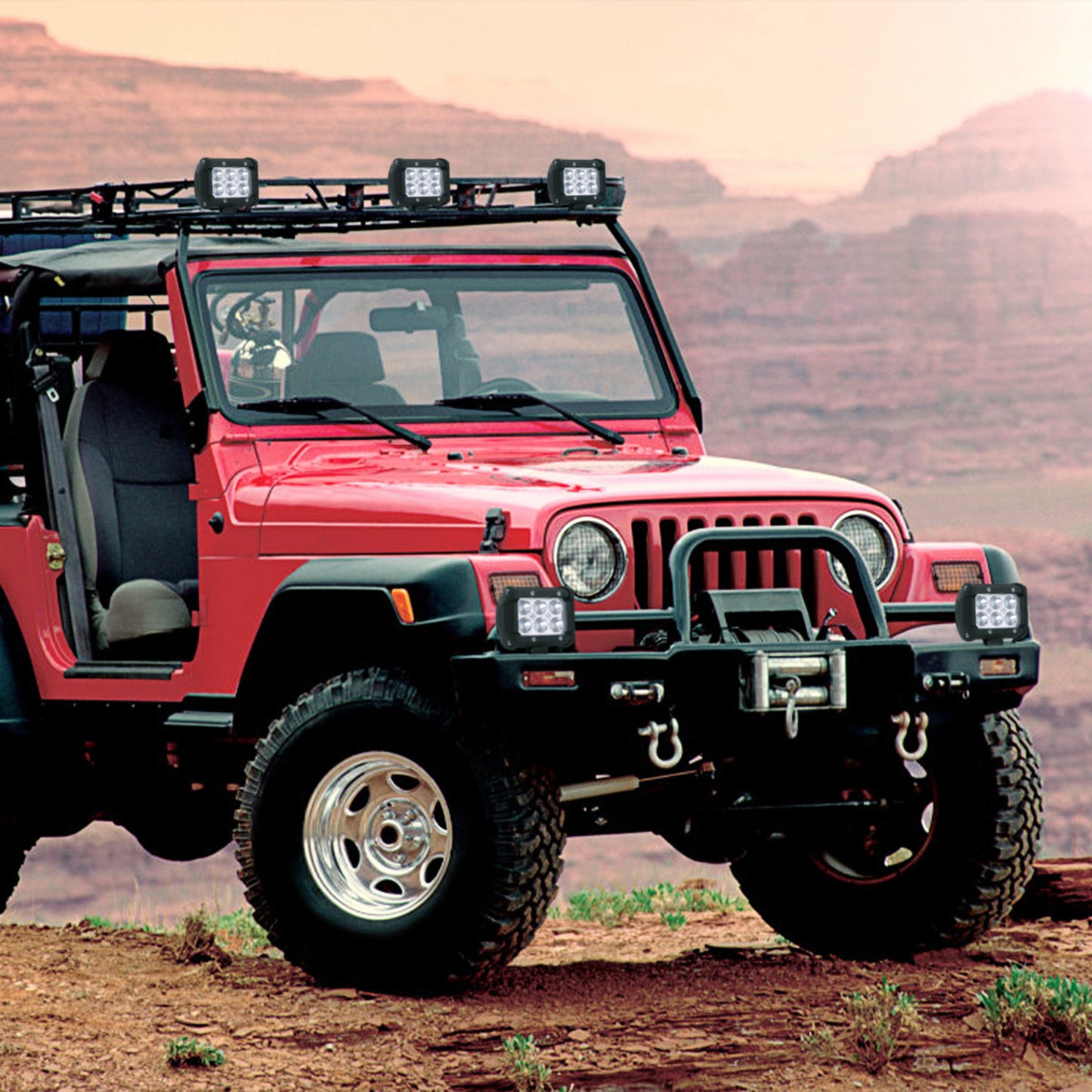 4 PCS 4in 18W Driving Lamp Dual Row LED Waterproof Spot Light Pod Cube Light